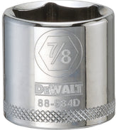 DeWALT DWMT88984OSP Hand Socket, 7/8 in Socket, 3/8 in Drive, 6-Point, Vanadium Steel, Polished Chrome